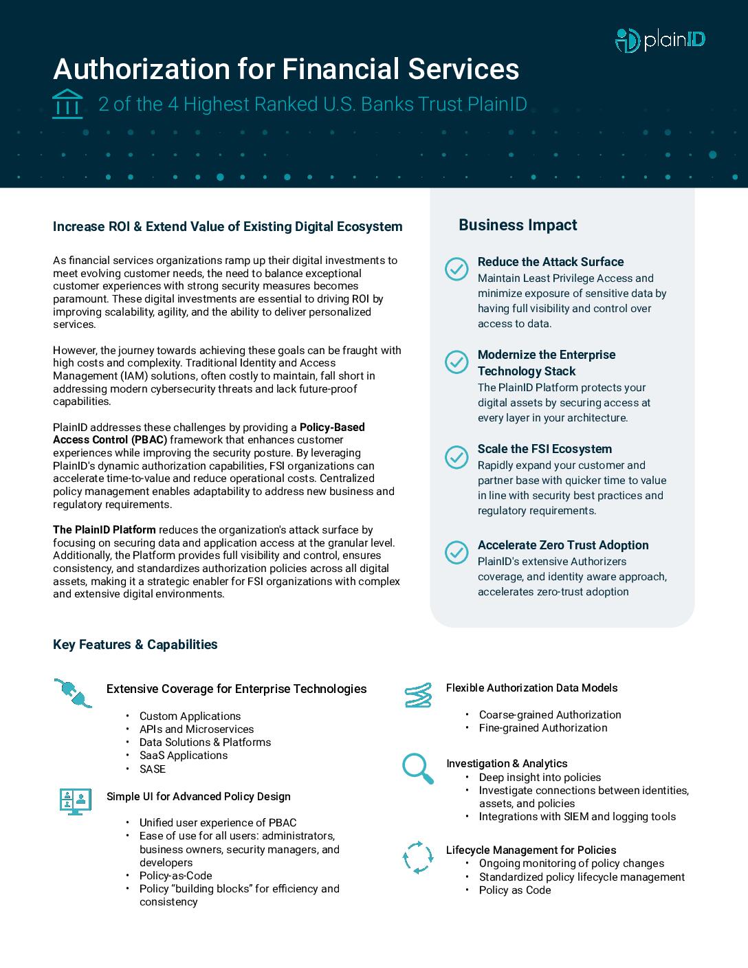 PlainID Financial Services Solution Brief