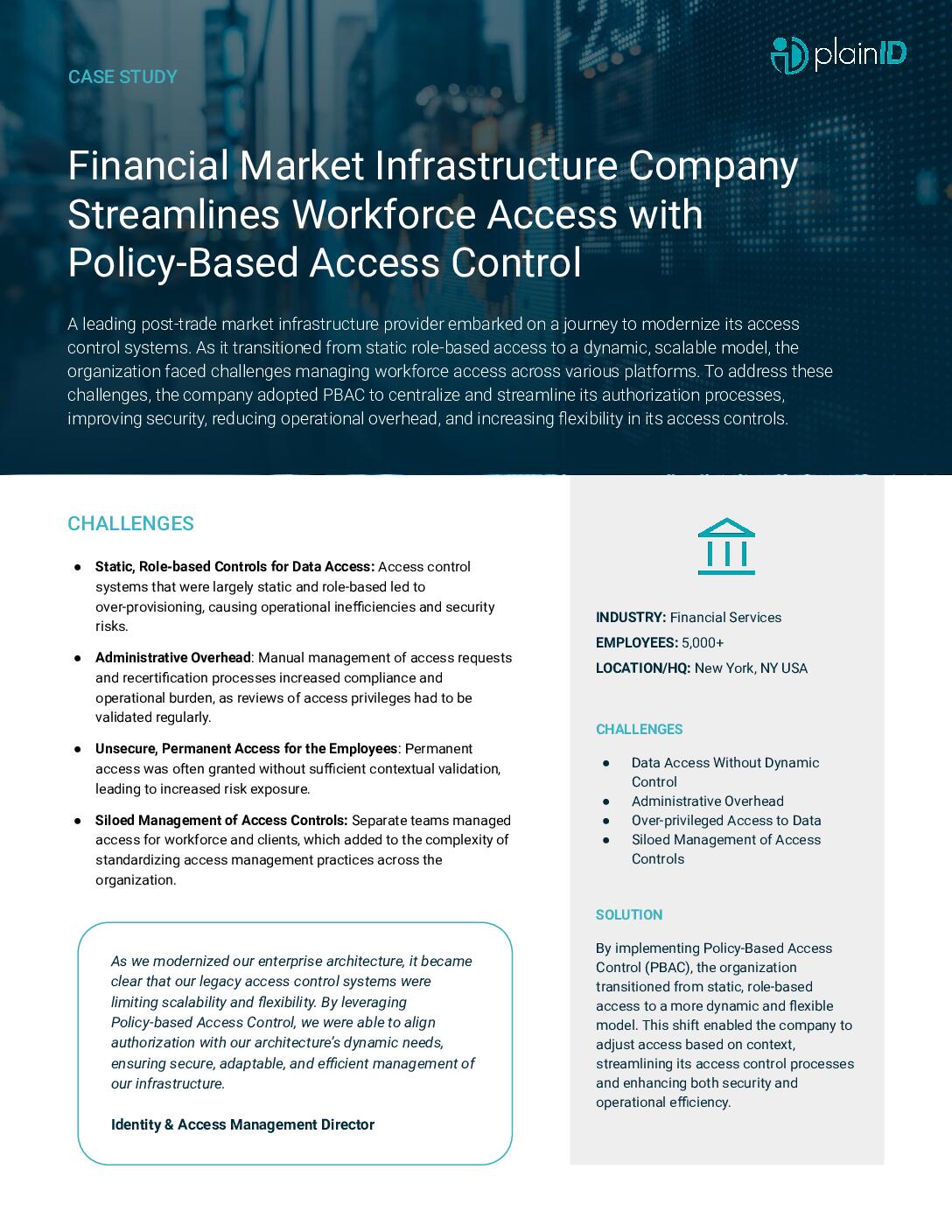 PlainID Case Study for Financial Market Infrastructure Company - DT