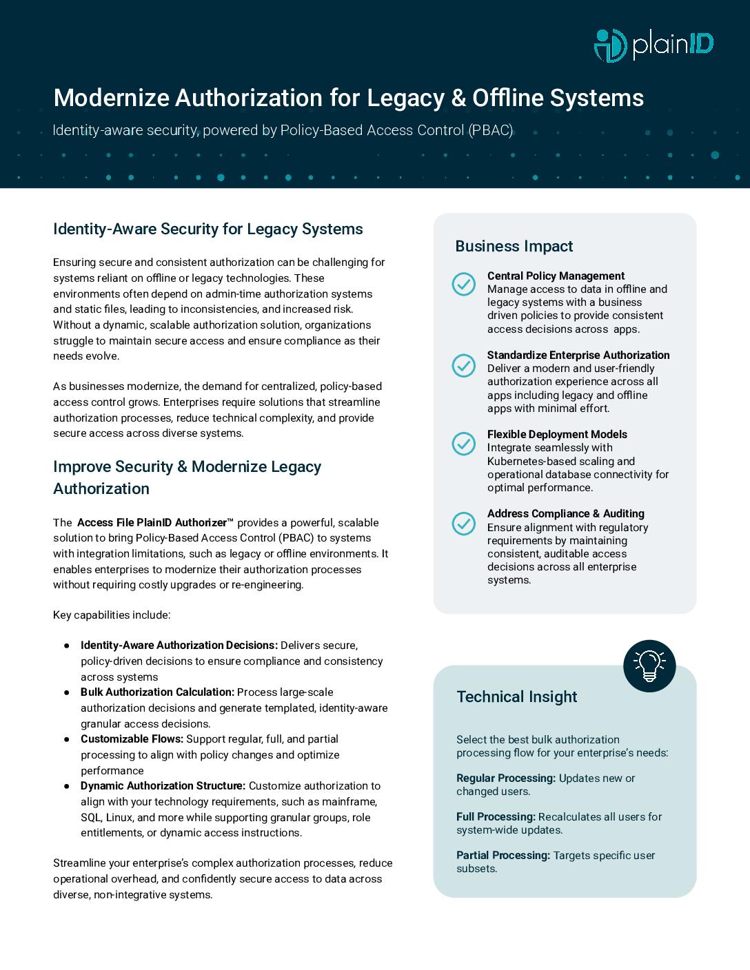 Modern Authorization for Legacy and Offline Systems Datasheet