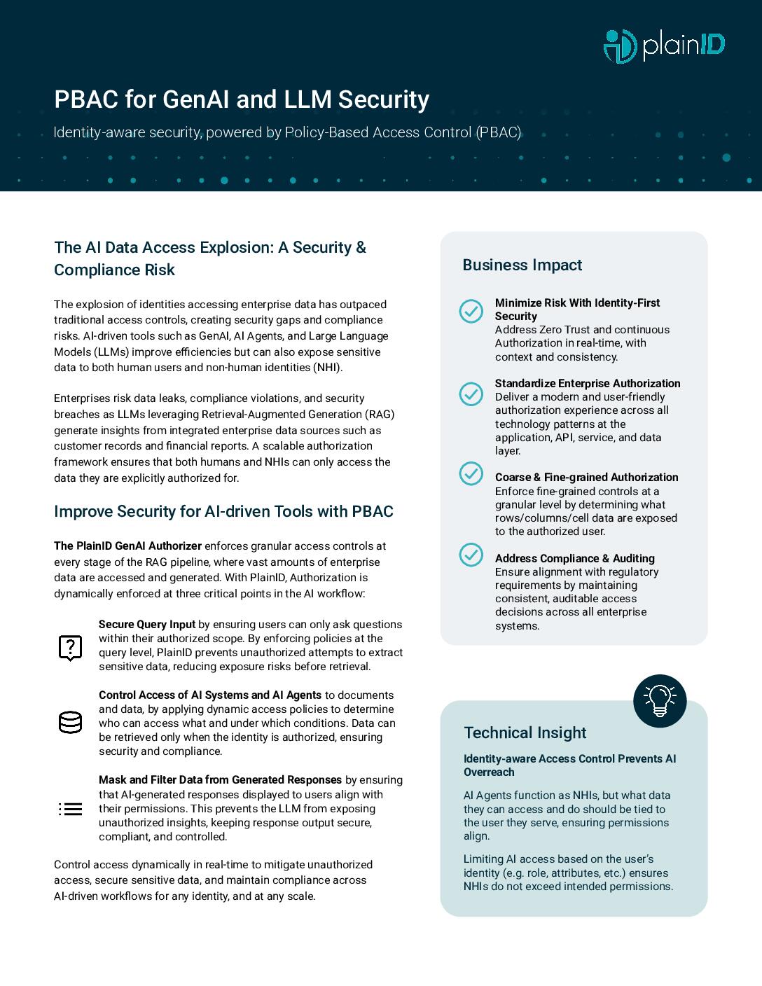 PBAC for GenAI & LLM Security Datasheet